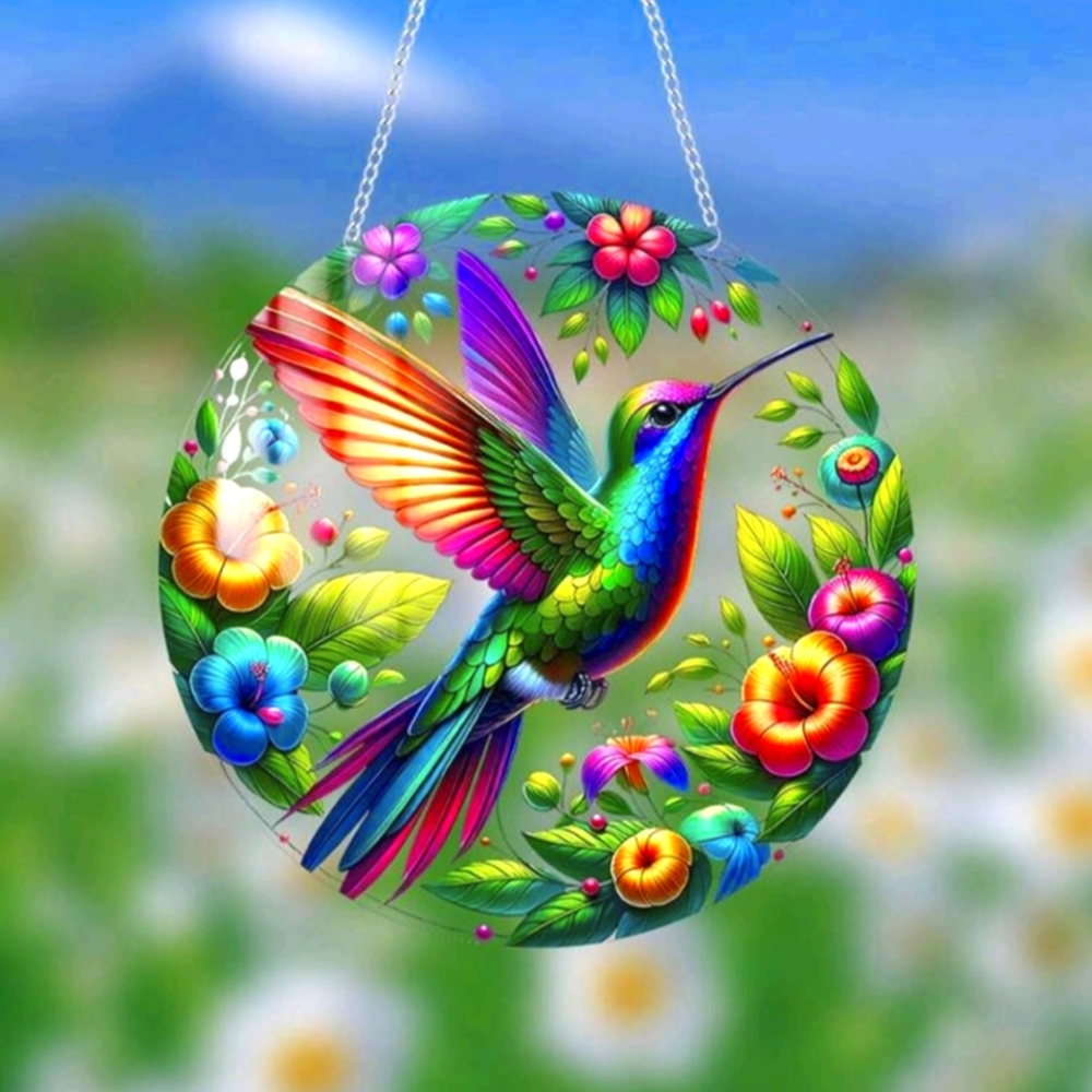 Hummingbird Acrylic Colorful Suncatcher